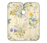 Mantello per tintura per capelli con fiori freschi gialli e viola con chiusura a scatto regolabile, mantello per tintura per capelli essenziale per morire bata para cortar cabello 165,1 x 139,7 cm