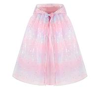 Mantello Principessa Bambina, Incappucciato Mantello Rosa Della Principessa Accessorio Scialle Cape Ragazze da Carnevale Principessa Cosplay Costume Travestimento Compleanno Halloween Feste (70cm)
