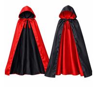 Mantello reversibile con cappuccio, 90 cm, colore nero e rosso, per | 90 cm design reversibile, nero e rosso, accessorio per Halloween, costume unisex - Dracula Cappuccetto Rosso Vampiro Outfit