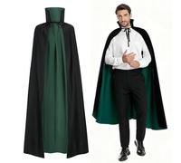 Mantello reversibile nero e verde, per adulti e bambini, Pasqua, Halloween, cappotto di Natale, vestito fantasia, vampiro, strega, mago, gioco di ruolo per la giornata mondiale della baia (140 cm