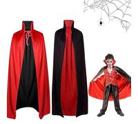 Mantello Reversibile per Costume di Halloween - Unisex Vampiro Nero Rosso - per Festa Carnevale, 90 cm