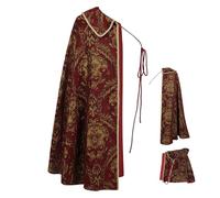 Mantello rinascimentale - Costume nobile del Medioevo a Mezza Spalla con motivo broccato, mantelli per uomini - per Role Play Cosplay Festival Rappresentanza Teatrale Halloween