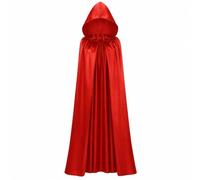 Mantello rosso con cappuccio, lunghezza 140 cm