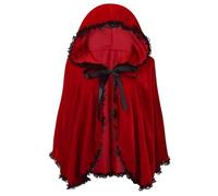 Mantello rosso con cappuccio-Mantello di velluto Cappuccetto Rosso Pizzo Trim Capo Dolce Giocoso Moda Bambini Performance Costumi di Halloween Partito Costume