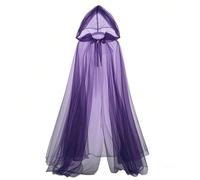 Mantello trasparente stile inquietante e scuro, nero/bianco/rosso/viola sfumato, mantello trasparente con cappuccio lungo fino al pavimento, scialle coprente pronto per le foto, adatto per cosplay di 