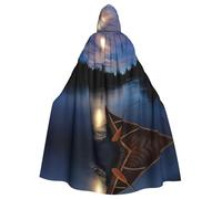 Mantello unisex con cappuccio, canoa al chiaro di luna, Allagash River Halloween, costume natalizio in maschera, costume da strega vampiro per adulti, accessori squisiti.