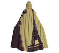 Mantello unisex con cappuccio con stampa Torre Eiffel di Parigi, costume per Halloween, cosplay, feste, carnevale, eventi a tema