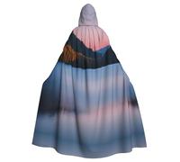 Mantello unisex con cappuccio, motivo Lago sotto il tramonto, per adulti, per cosplay, feste ed eventi a tema