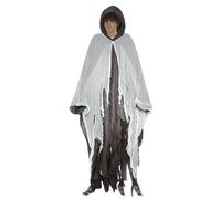 Mantello unisex con cappuccio per Halloween, mantello unisex con cappuccio, design a rete bianca, per feste di Halloween, balli a tema e attività di ruolo