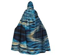 Mantello unisex per adulti, con cappuccio, motivo onde dell'oceano dell'alba, per cosplay, feste ed eventi a tema