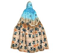 Mantello unisex per adulti, con cappuccio, motivo: tartaruga che striscia sulla spiaggia, costume per cosplay, feste ed eventi a tema