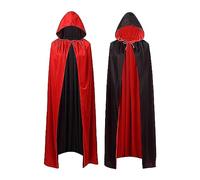 Mantello Vampiro,Mantello Con Cappuccio Reversibile Nero Rosso, Mantello Per Costume Di Halloween,Costumi In Maschera Festa In Casa Di Halloween(120cm)