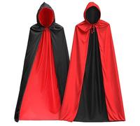 Mantello Vampiro Nero Rosso, Cape à Capuche Adulte Unisexe,Cosplay Costume Halloween Party Déguisement Wicca Vampire Cape Longue,Mantello con Cappuccio Donna Uomo Costumi Halloween Mantelli Costume