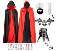 Mantello Vampiro Reversibile Nero Rosso, 140cm per Adulti - Costume Halloween Unisex per Carnevale e Masquerade