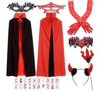 Mantello Vampiro Reversibile Nero Rosso, 140cm, Unisex - Costume Halloween per Adulti, Capo per Carnevale Masquerade
