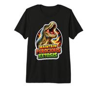 Mantenere la chetosi feroce T Rex Keto Humor Maglietta Premium