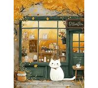 mantianhome Kit per ricamo a punto croce con simpatico gatto sulla soglia di casa, 11 ct, motivo di stampa popolare, fai da te per principianti e utenti avanzati-40X50CM