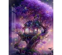 mantianhome Kit per ricamo a punto croce intagliato 11CT, vista sulla casa sull'albero, stampa accurata, kit di ricamo popolare per adulti e principianti, artigianato fai da te, 40x50 cm