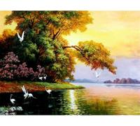 mantianhome Kit punto croce con paesaggio stampato e tramonto, 11 pezzi, 40x50 cm, 11 pezzi, kit ricamo avanzato, ricamo, arredamento per la casa, decorazioni murali