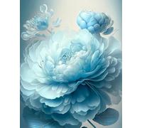 mantianhome Kit punto croce con stampa di fiori di peonia azzurra, 11 ct, regalo per principianti con ricamo timbrato, kit fai da te per artigiani esperti-40X50CM