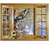 mantianhome Kit punto croce ricamo adulto, kit punto croce stampa modello popolare, lago fuori dalla finestra, kit ricamo fatto a mano avanzato fai da te 11CT per principianti- 40x50 cm