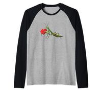 Mantide Religiosa Che Tiene Il Cuore Maglia con Maniche Raglan