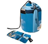 Mantieni i tuoi cosmetici al sicuro con la nostra borsa per il trucco portatile pieghevole: grande capacità del cilindro!, Croce blu pasquale, Multicolore, 9.9x6.9in/25.2x17.6cm;6x3.5in/15.2x8.8cm