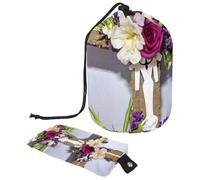 Mantieni i tuoi cosmetici al sicuro ed eleganti con la nostra grande borsa per il trucco, perfetta per le donne, croce viola pasquale, Multicolore, 9.9x6.9in/25.2x17.6cm;6x3.5in/15.2x8.8cm