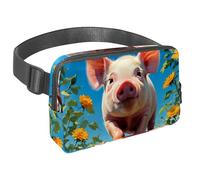 Mantieni i tuoi oggetti essenziali al sicuro con il nostro marsupio con cinghia regolabile, ideale per viaggi e attività all'aperto, maiale e fiori carini, Multicolore#03, 1.5x9.0x5.9in/4x23x15cm