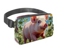 Mantieni i tuoi oggetti essenziali al sicuro con il nostro marsupio con cinghia regolabile, ideale per viaggi e attività all'aperto, maiale e fiori carini, Multicolore#02, 1.5x9.0x5.9in/4x23x15cm