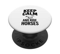 Mantieni la calma e cavalca cavalli Amante dell'equitazione PopSockets PopGrip Adesivo