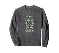 Mantieni la Calma e Cerca Cibo su Mushroom Hunter Nature Lover Felpa, Unisex per Adulti, Grigio Scuro, XL