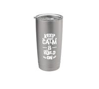 Mantieni la calma e costruisci su Funny Block Building Brick Builder Bicchiere termico in acciaio inox doppia parete