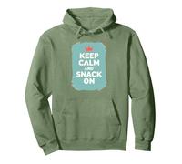 Mantieni la Calma e Fai Uno spuntino con Retro Crown Food Lover Felpa con Cappuccio, Unisex per Adulti, Verde Salvia, L
