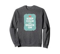 Mantieni la Calma e Fai Uno spuntino con Retro Crown Food Lover Felpa, Unisex per Adulti, Grigio Scuro, S