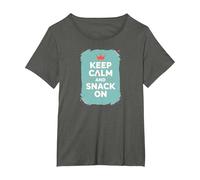 Mantieni la Calma e Fai Uno spuntino con Retro Crown Food Lover Maglietta, Donna Plus-Size, Asfalto, 5X