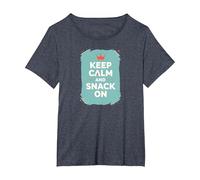Mantieni la Calma e Fai Uno spuntino con Retro Crown Food Lover Maglietta, Donna Plus-Size, Pervinca, 5X