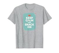 Mantieni la Calma e Fai Uno spuntino con Retro Crown Food Lover Maglietta, Uomo, Grigio Melange, L
