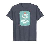 Mantieni la Calma e Fai Uno spuntino con Retro Crown Food Lover Maglietta, Uomo, Pervinca, XL