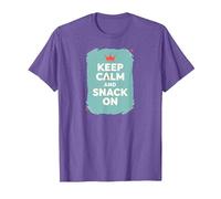 Mantieni la Calma e Fai Uno spuntino con Retro Crown Food Lover Maglietta, Uomo, Viola mélange, 3XL