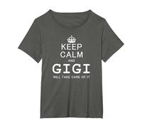 Mantieni la Calma e Gigi Si prenderà Cura di Esso Maglietta, Donna Plus-Size, Asfalto, 3X