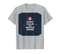 Mantieni la Calma e Guarda Anime: Carino Otaku, Anime Maglietta, Uomo, Grigio Melange, L
