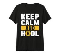 Mantieni la Calma e HODL Crypto Token Blockchain Criptovaluta Maglietta Premium