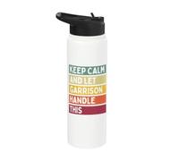 Mantieni la calma e lascia che Garrison gestisca questo divertente retrò personalizzato Stainless Steel Insulated Water Bottle