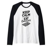 Mantieni la Calma e Mangia Cioccolato Funny Food Lover Maglia con Maniche Raglan