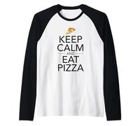 Mantieni la calma e mangia pizza - Fast Food Lover Italian Foodie Pie Maglia con Maniche Raglan