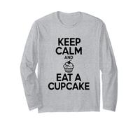 Mantieni la Calma e Mangia Un Divertente Amante dei Dolci Maglia a Manica