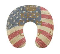 Mantieni la calma e porta avanti il cuscino per il collo della bandiera americana Cuscino morbido lavabile Cuscino a forma di U per viaggi in ufficio a casa