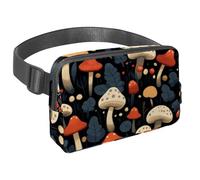 Mantieni le mani libere nelle tue avventure, marsupio da viaggio per uomini e donne, borsa a tracolla ideale per corsa e ciclismo, motivo fungo nero, Multicolore#06, 1.5x9.0x5.9in/4x23x15cm