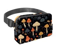 Mantieni le mani libere nelle tue avventure, marsupio da viaggio per uomini e donne, borsa a tracolla ideale per corsa e ciclismo, motivo fungo nero, Multicolore#03, 1.5x9.0x5.9in/4x23x15cm